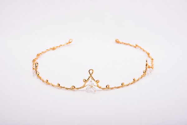 Handmade gold plated sterling silver tiara brides