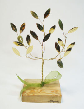 Handmade bronze olivetree in wood
