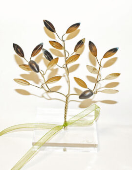 Handmade nickel silver olive tree of life in plexiglass